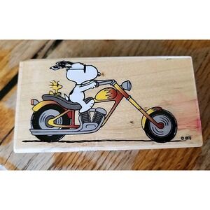 Snoopy On Motorcycle Wooden Rubber Stamp Stampabilities Snoopy's Chopper